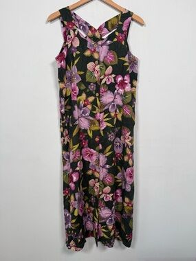 Erika Vintage Rayon Floral Midi Dress, Size M, Tie Back, Great Condition